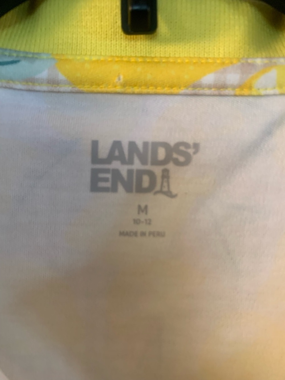 Lands' End Womens Short Sleeve Supima Polo Bright Sun Yellow Lemon Check Medium - Picture 6 of 7